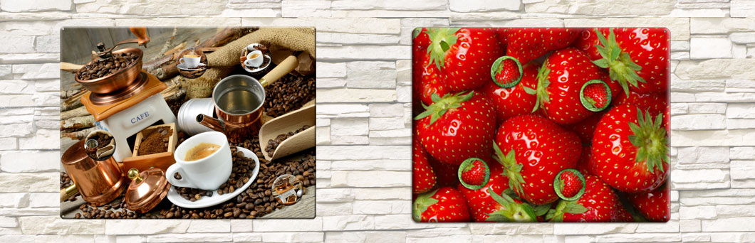 Magnettafel Kaffee und Erdbeeren
